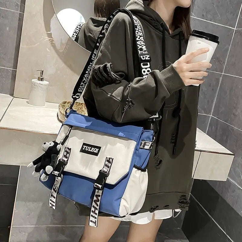 Messenger Bag – Large Capacity Canvas Shoulder Bag for School and Casual Use