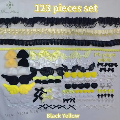 Ita Bag Accessories Set – 123pcs Bows, Lace Ribbon & Charms