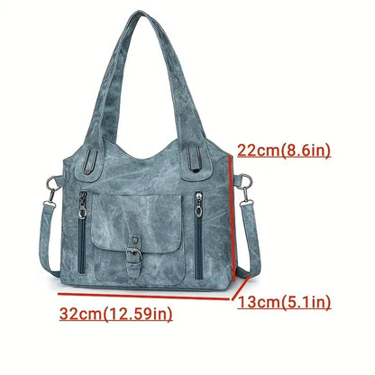 Retro Vegan Leather Women's Shoulder Tote Bag