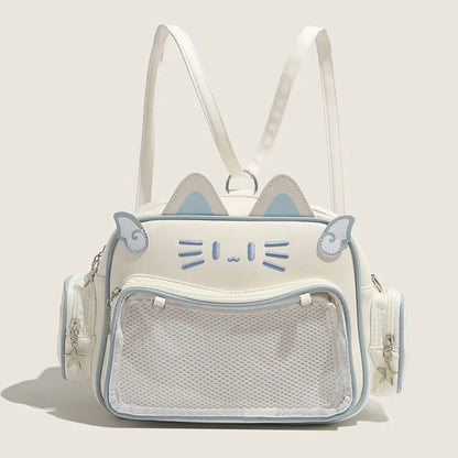 Women S Backpacks Y2k Korean Japan Kawaii Cat Ita Bag Pu Cute Girls Transparent Pocket Aesthetic