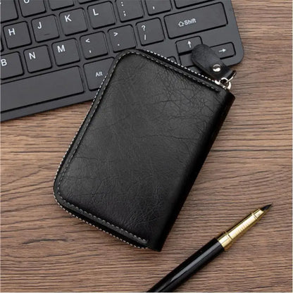 Homefish Vintage Slim Wallet Zipper Rfid Blocking 11 Slot Card Holder Retro Style Gift Men Women