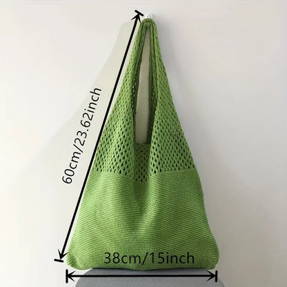 Knit Mesh Tote Bag – Large Hollow-Out Women's Shoulder Bag