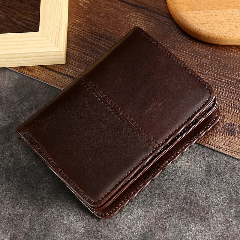 Oil Wax Leather Men S Short Wallet Zipper Pocket Coin Purse