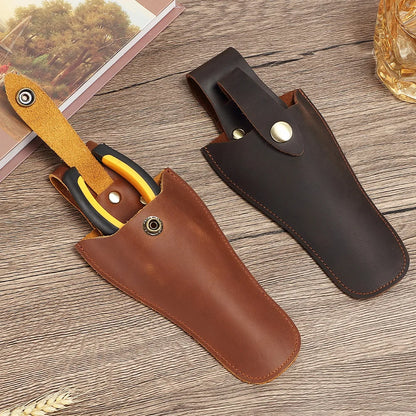 Protective Leather Case Top Layer Cowhide Garden Branch Shears Waist Bag