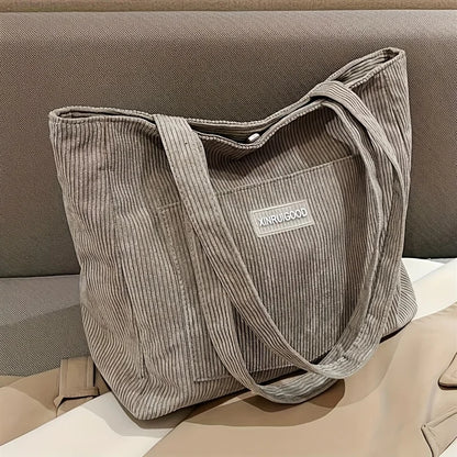 Corduroy Shoulder Tote Bag – Large Capacity Casual Handbag