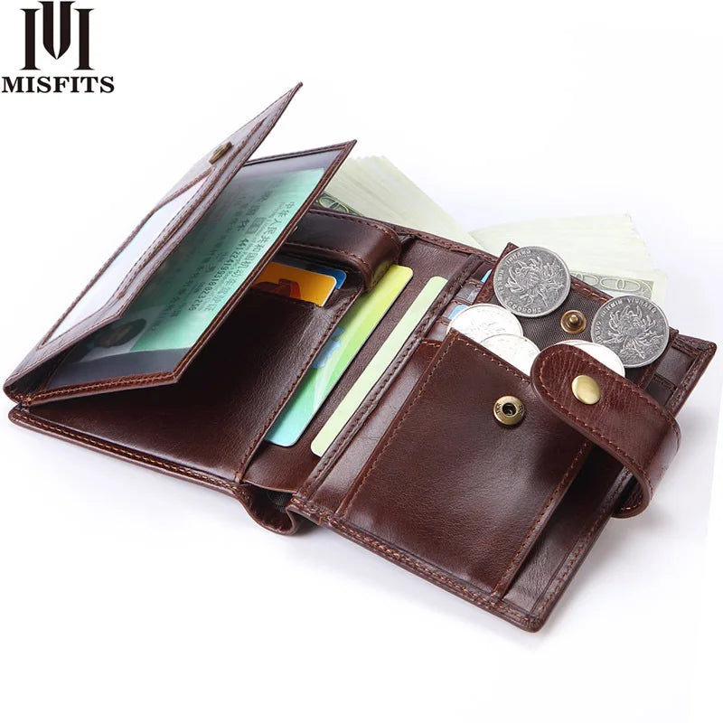 Business Large-Capacity Niu Pickup Bag Genuine Leather Men S Buckle Short Wallet