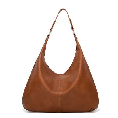 Large Capacity Shoulder Tote Bag – Vintage Faux Leather Women's Hobo Bag