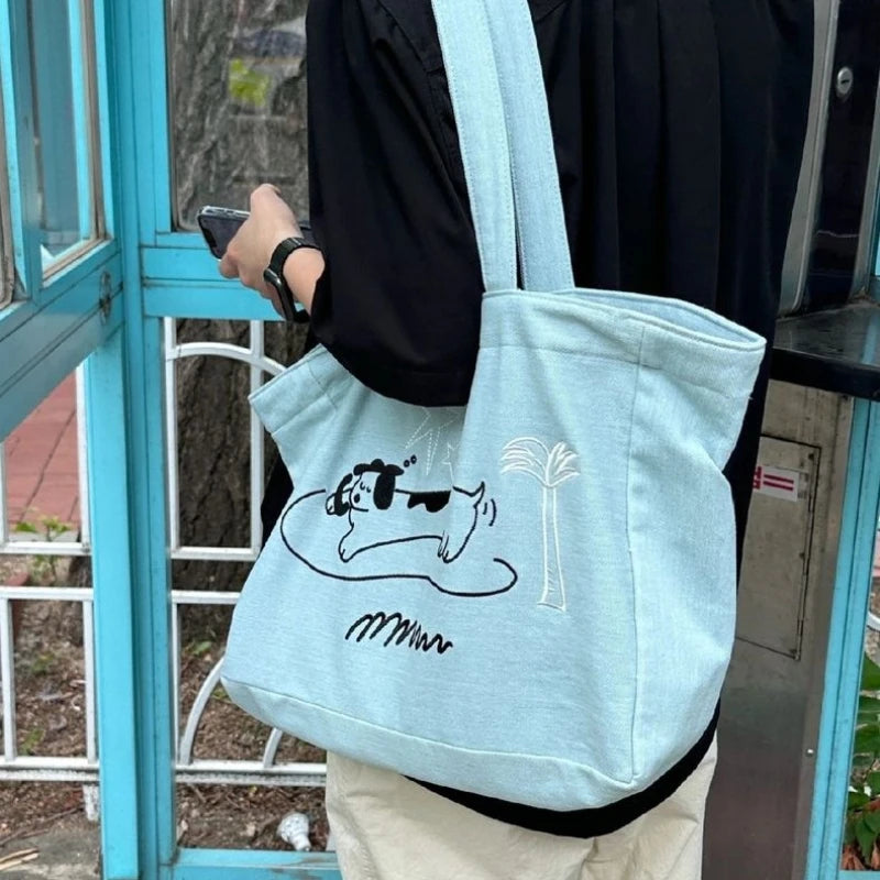Dog Cowboy Tote Bag Portable Go-Out Travel Shoulder