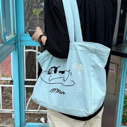 Dog Cowboy Tote Bag Portable Go-Out Travel Shoulder