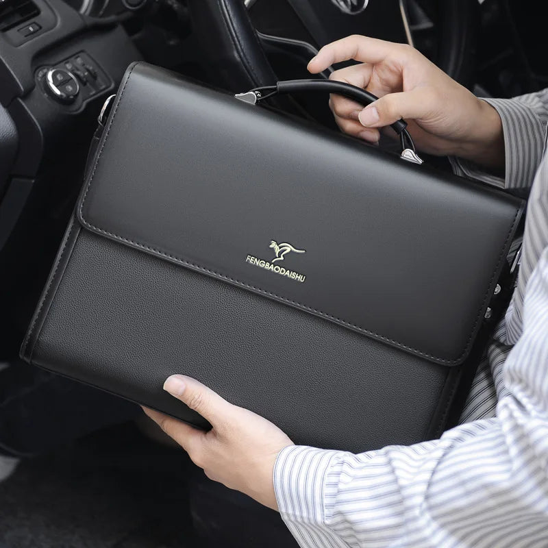 Men Carry Business Horizontal Commuting Work Documents Multi-Layer Large Capacity Briefcase Shoulder
