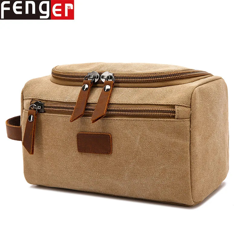 Large-Capacity Multi-Functional Cosmetic Bag Canvas Wear-Resistant Zipper Cosmetic Bag