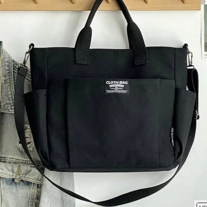 Large Canvas Tote Bag – Minimalist Shoulder & Crossbody Commuter Bag