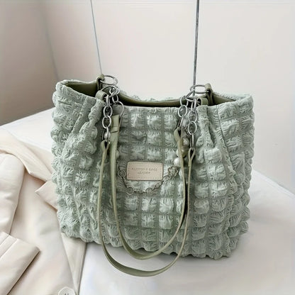 Large Capacity Cloud Tote Bag – Quilted Nylon Women's Shoulder Bag