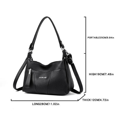2-Layer PU Leather Crossbody Shoulder Bag for Women
