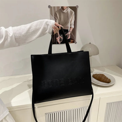 Large Capacity Leather Tote Bag – Vintage Shoulder & Crossbody Handbag