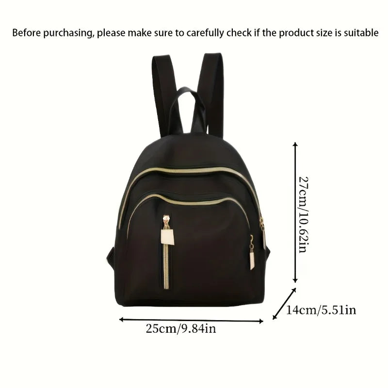 Stylish Black Nylon Street Backpack Women Multiple Pockets