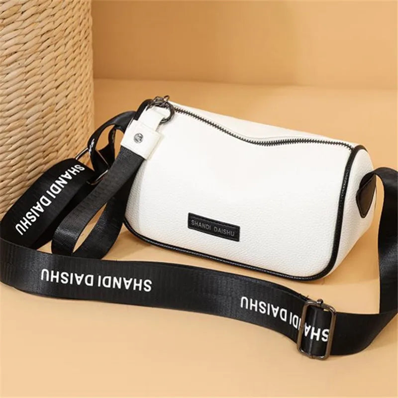 Women's Pillow Crossbody Bag – Soft Leather Shoulder Bag with Wide Strap