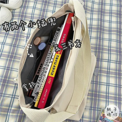 Kawaii Japanese Nylon Crossbody Bag with Transparent Pin Pocket