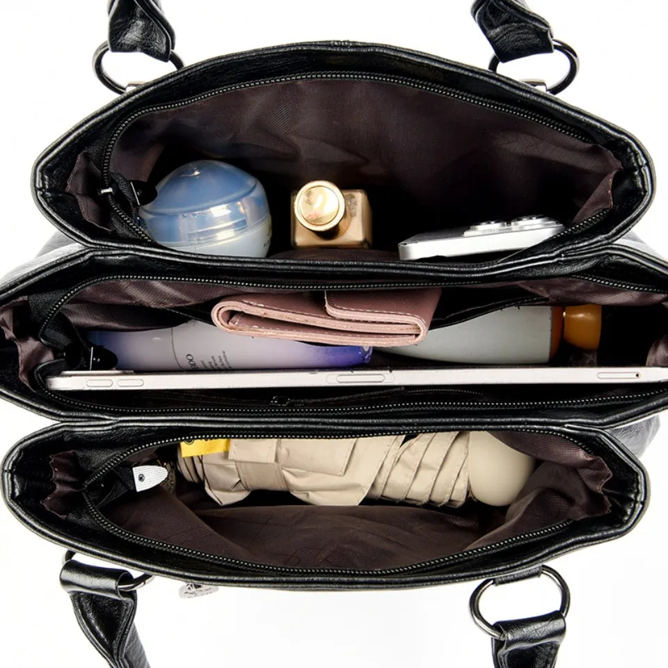 Genuine Leather Women's Handbag – Shoulder & Crossbody Tote