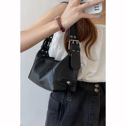 Leather Zipper Retro Shoulder Carry Underarm Diagonal Span Large Capacity Bag