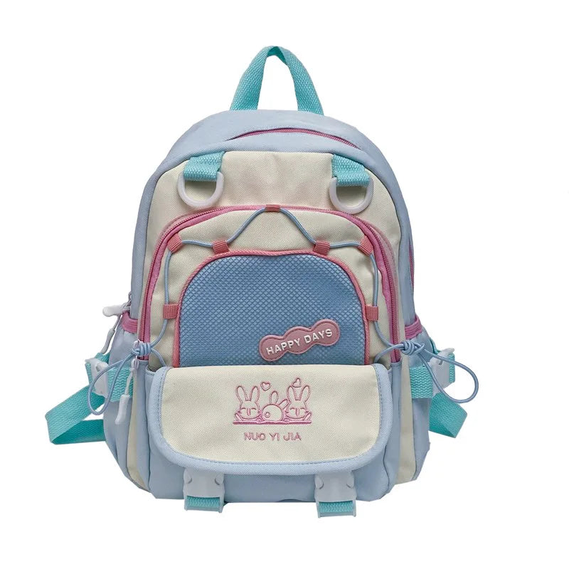 Cute Color-Blocking Backpack Female Students Large-Capacity Schoolbag