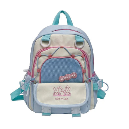 Cute Color-Blocking Backpack Female Students Large-Capacity Schoolbag