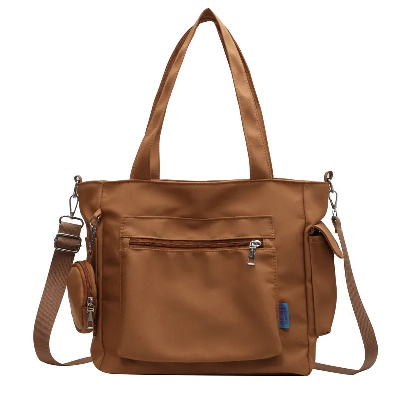 Multi-Pocket Large Capacity Tote Bag Casual Shoulder Bag Detachable Coin Purse Work Commuter