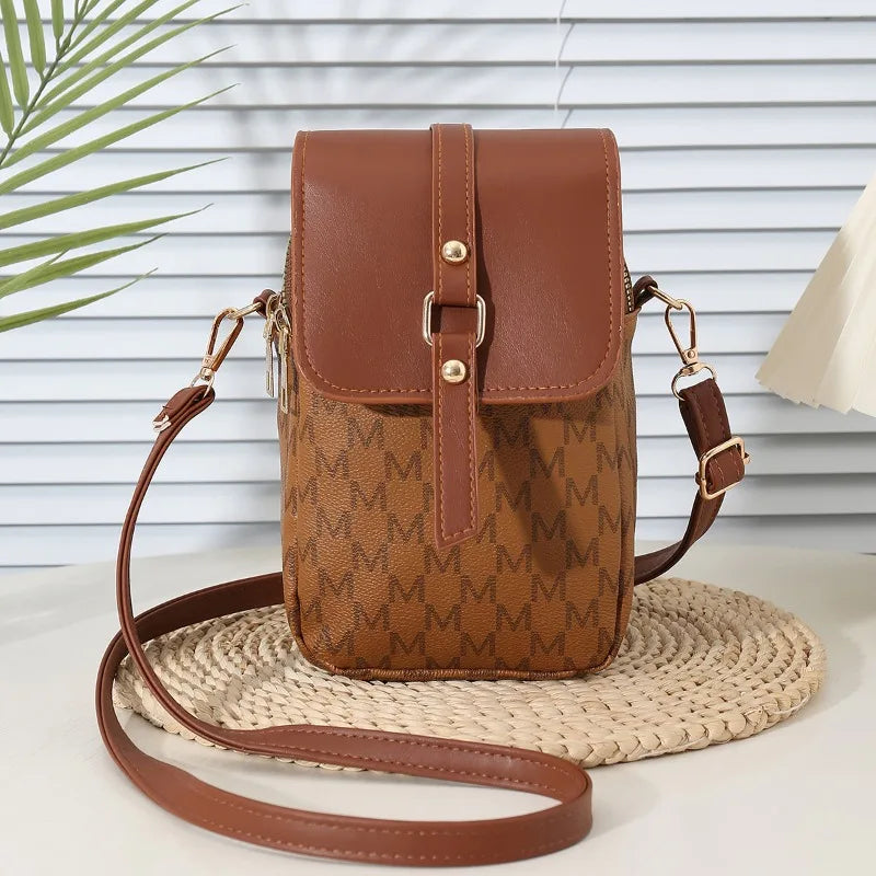 Monogram Mini Crossbody Bag – Flap Purse with Gold Hardware