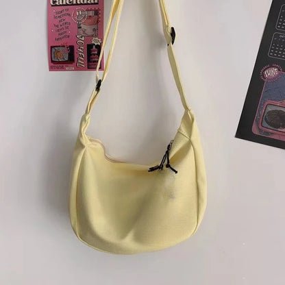 Canvas Crossbody Bag with Charm – Large Capacity Shoulder Bag