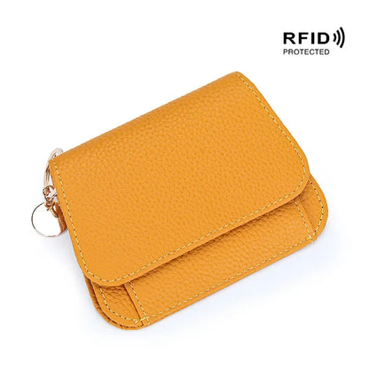 Women S Purse Leather Short Cowhide Rfid Multi-Card Bag Zipper Premium Coin
