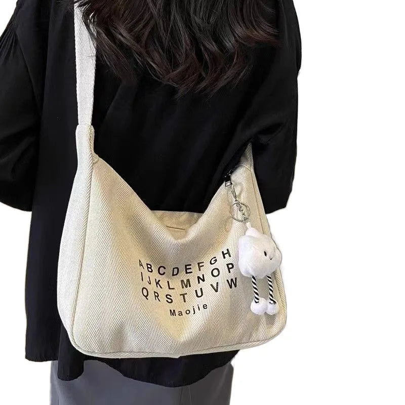 Love Heart Large Capacity Dumpling Pendant Kawaii Tote Simple Casual Shoulder Crossbody Bag