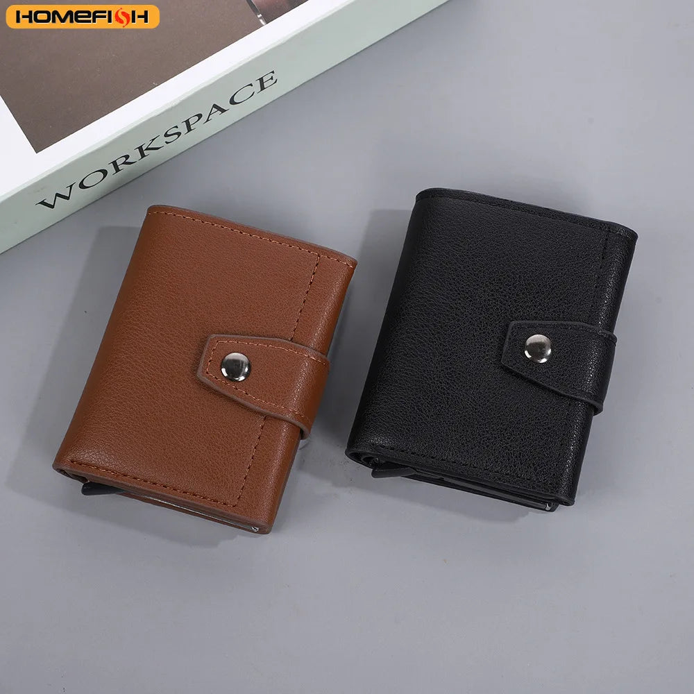 Homefish Rfid Blocking Pu Leather Slim Card Wallet Hasp Closure Mini Credit Holder Men Male Daily