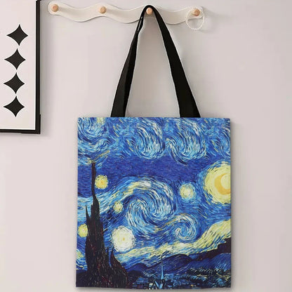 Van Gogh Starry Night Canvas Tote Bag – Art-Inspired Women's Shoulder Bag