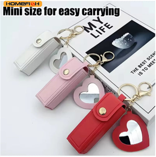 Homefish Multi-Color Portable Lipstick Bag Mini Heart Shaped Design Mirror
