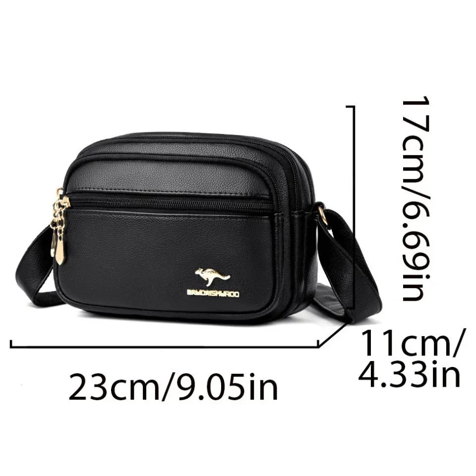 Leather Crossbody Purse for Women – Multi-Pocket Shoulder Messenger Bag