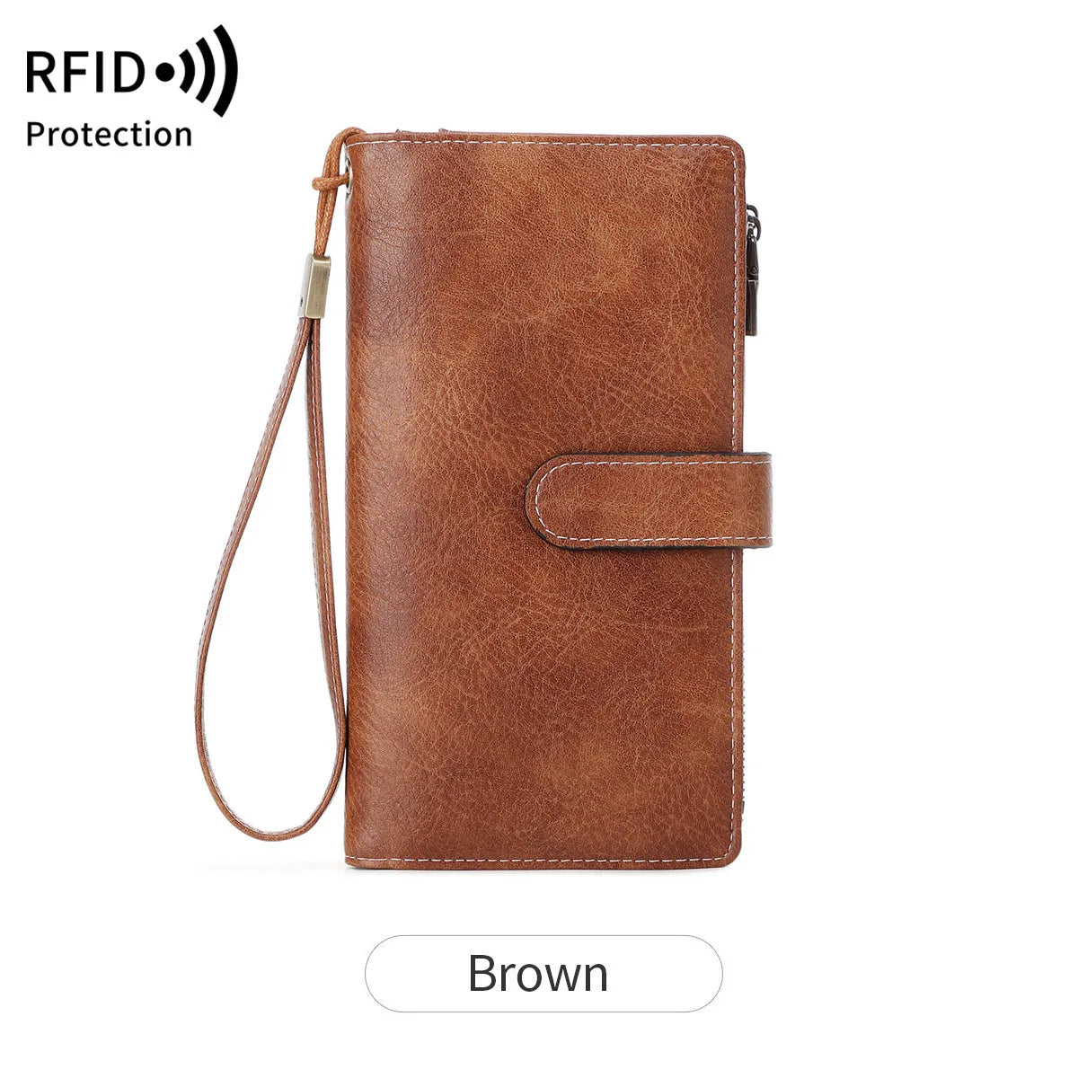 Rfid Anti-Theft Brush Women S Wallet Multi-Functional Three-Fold Long