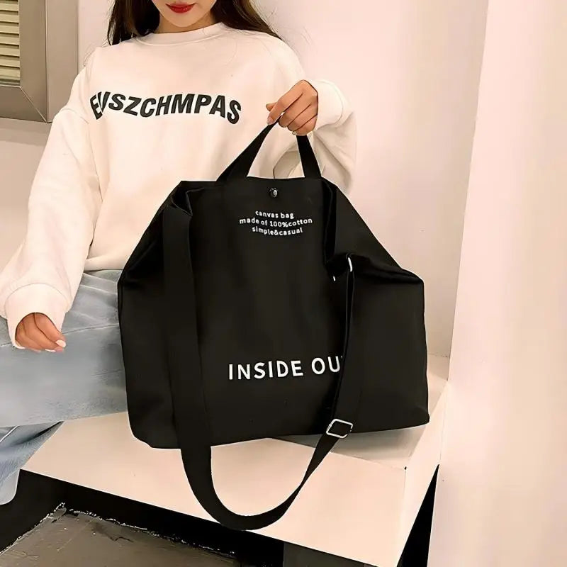 Women Canvas Crossbody Tote Bag Large Cotton Shopping Handbag Student School Shoulder Girls Daily