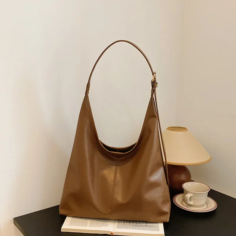 Large Tote Shoulder Bag for Women – Retro Minimalist Style