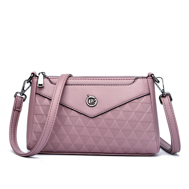 Diamond-Shaped Zipper Large-Capacity Waterproof Soft Leather Women S Single-Shoulder Crossbody Bag
