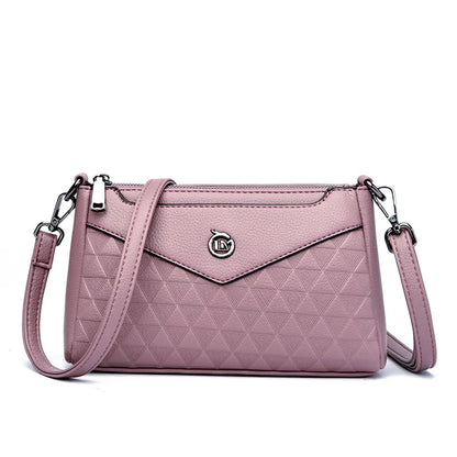 Diamond-Shaped Zipper Large-Capacity Waterproof Soft Leather Women S Single-Shoulder Crossbody Bag
