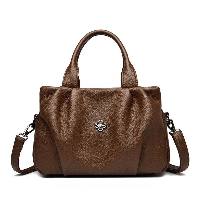 Soft PU Leather Handbag – Women's Large 3-Layer Shoulder Bag