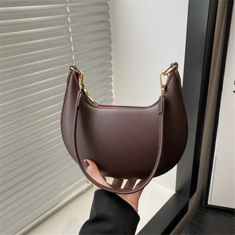 Women's Crescent Crossbody Bag – Luxury Leather Shoulder Bag