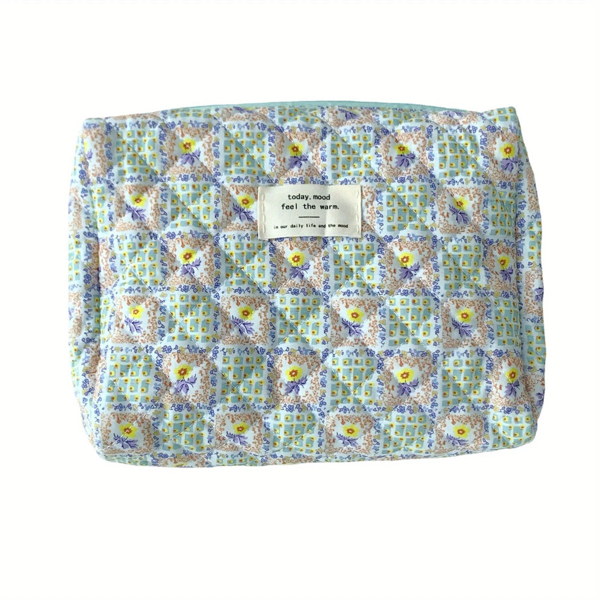Colorful Aesthetic Makeup Bag – Quilted Zipper Cosmetic Pouch