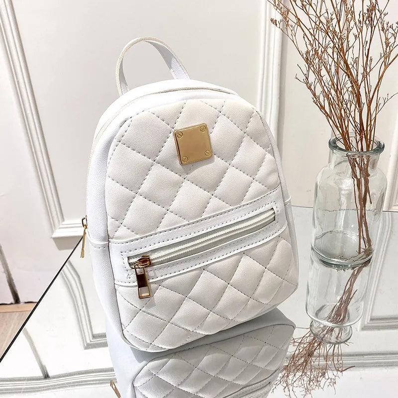 Mini PU Leather Quilted Backpack Women's Crossbody Bag