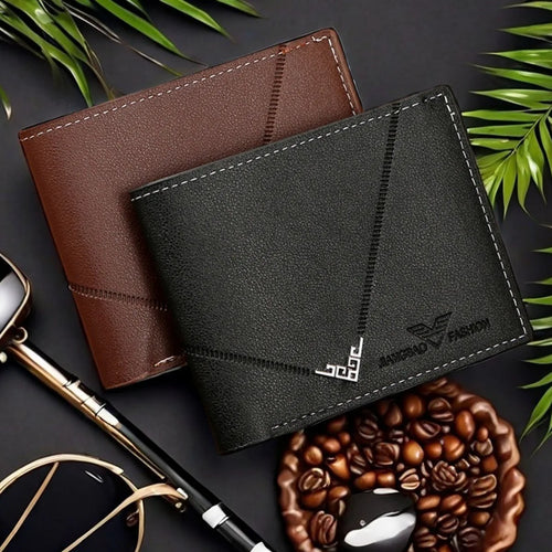 Lightweight Business Men S Card Bag Wallet Wear-Resistant Pu Leather Men S Short Wallet Multiple