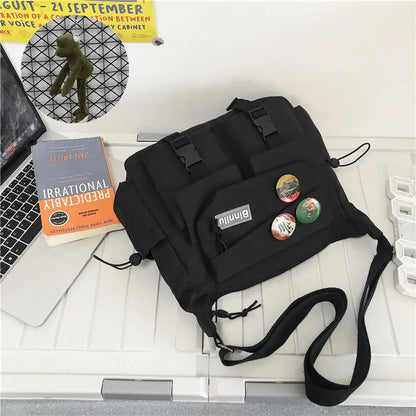 Waterproof Canvas Messenger Bag – Multi-Pocket Crossbody