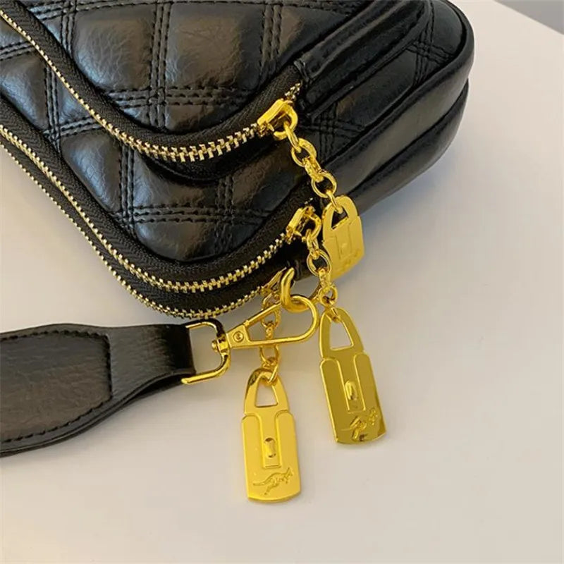 Quilted Leather Crossbody Bag – Large Capacity Shoulder Purse for Women