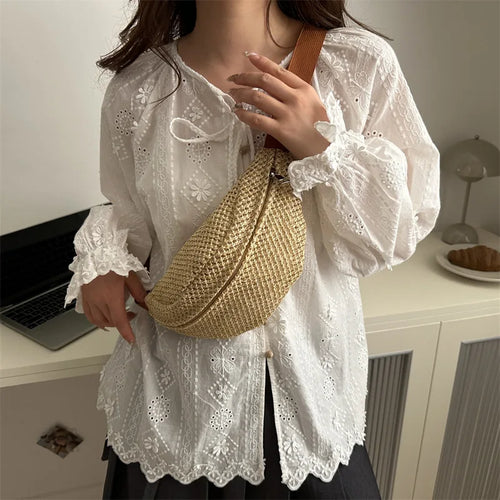 Straw Crossbody Bag for Women – Boho Woven Shoulder Bag with Adjustable Straps