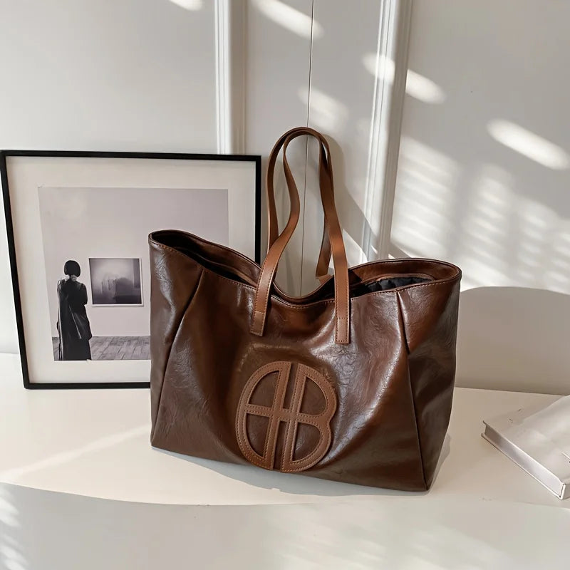 Large Faux Leather Tote Bag for Women – Vintage Soft Style