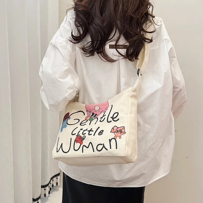 Gentle Woman Canvas Shoulder Bag – Large Crossbody Tote